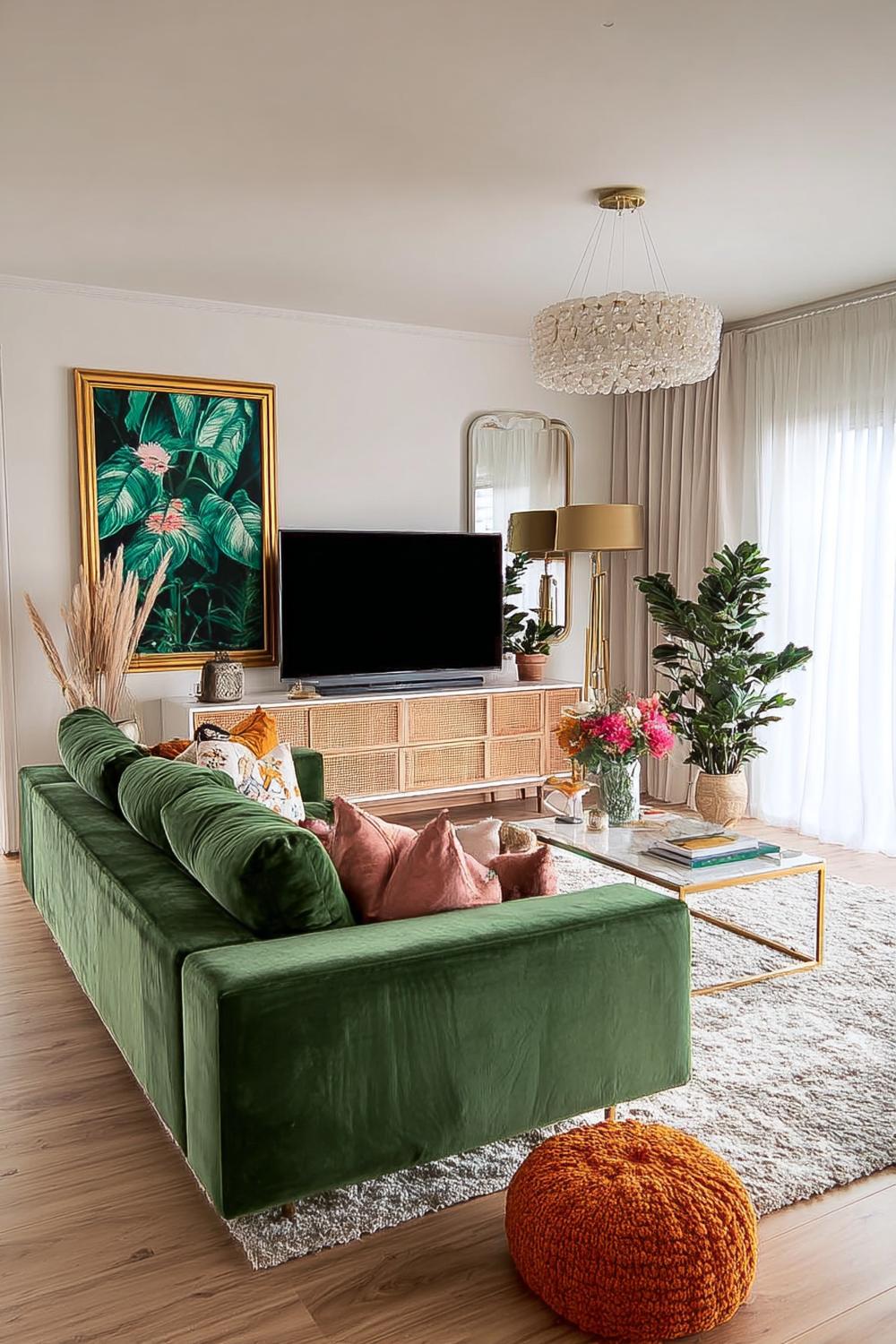 Accent the Room with a Plush Orange Pouf Sofa