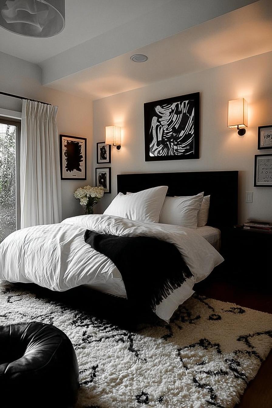 Accent White Flowers on the Nightstand For an Inviting Guest Space