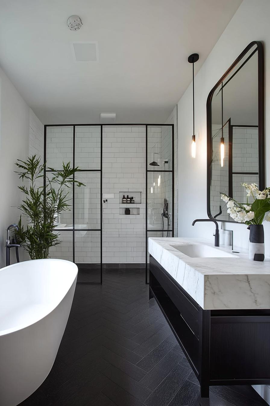 Accent White Marble Counters For Classic Bathroom Sophistication