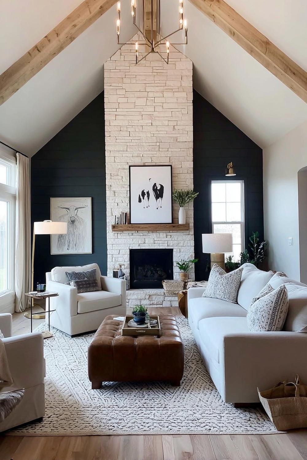 Add a Leather Ottoman For Versatile Farmhouse Decor