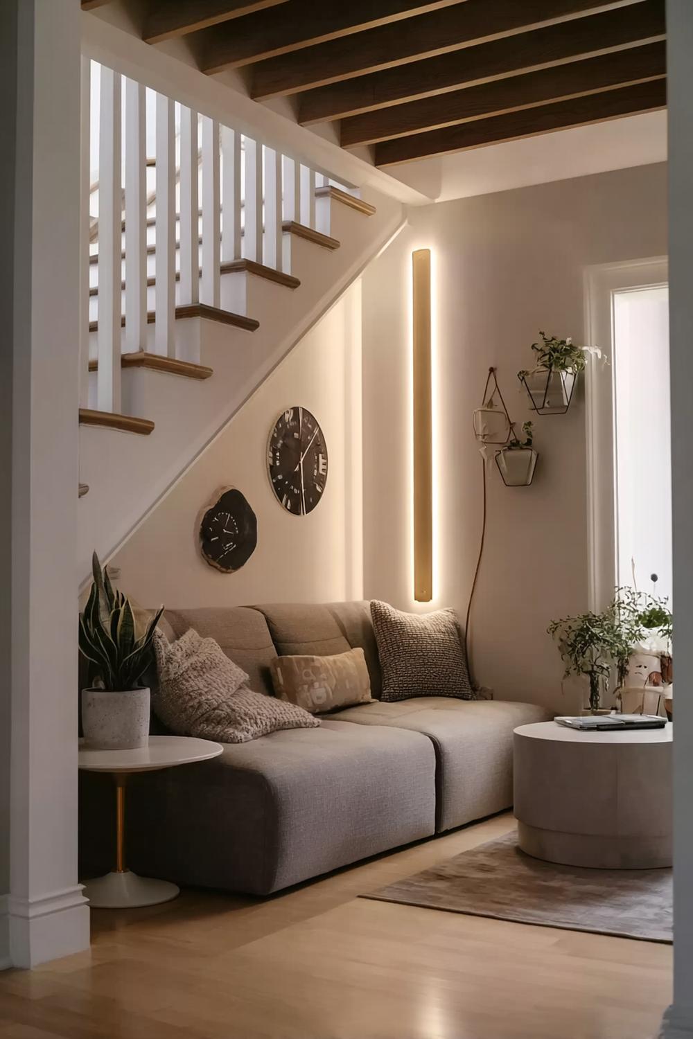 Add Vertical Wall Light to Enhance Cozy Sofa Corner