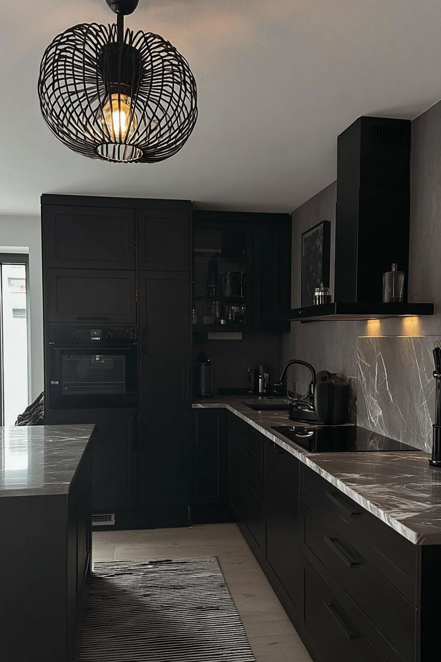 Anchor the Kitchen with a Bold Black Wire Pendant For Modern Flair