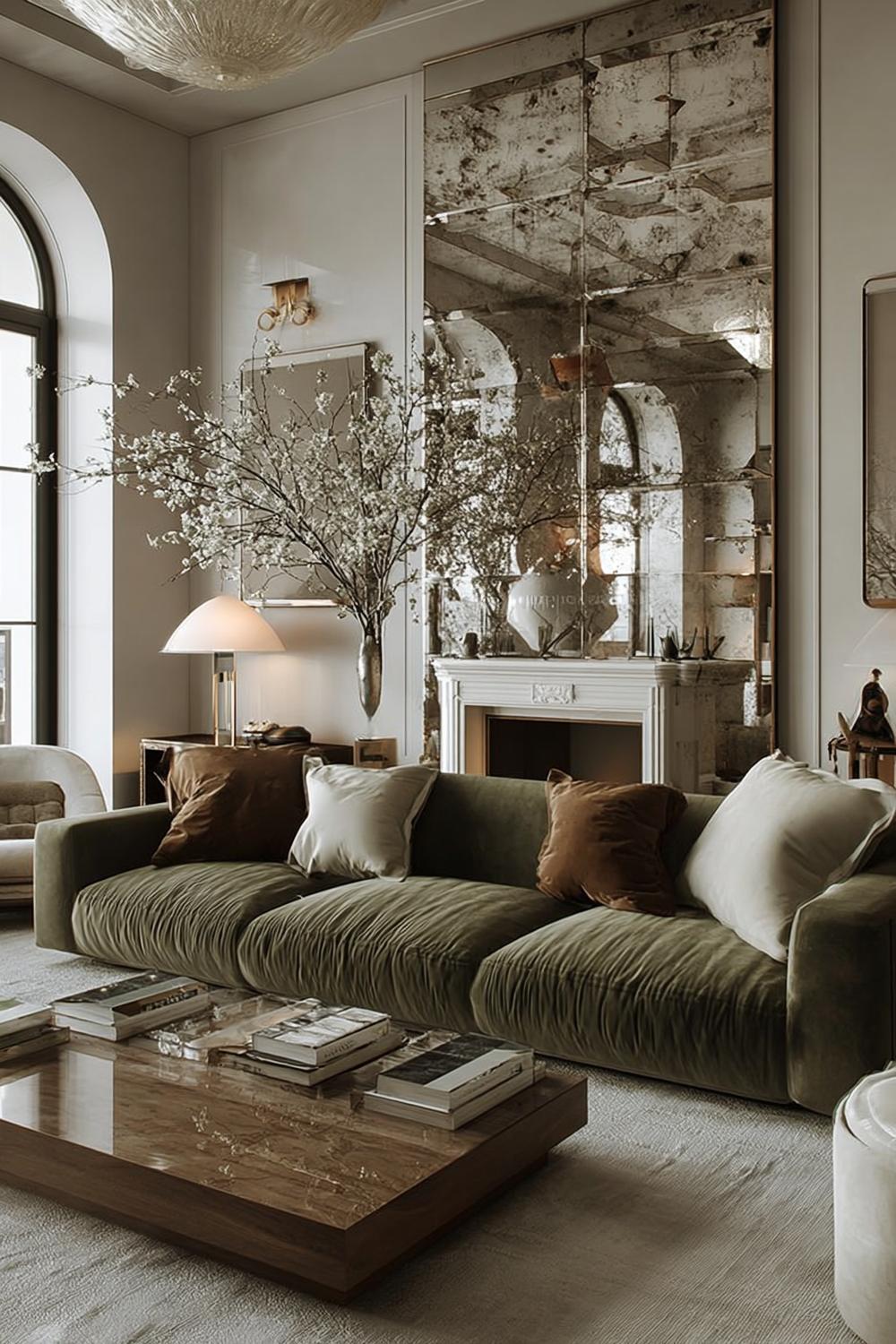 Anchor the Room with a Glossy Marble Coffee Table