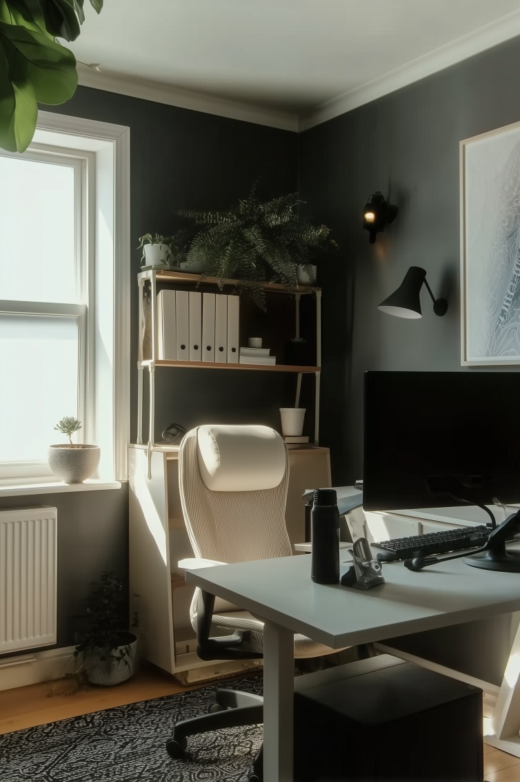 Anchor Your Desk with a Textured Monochrome Area Rug