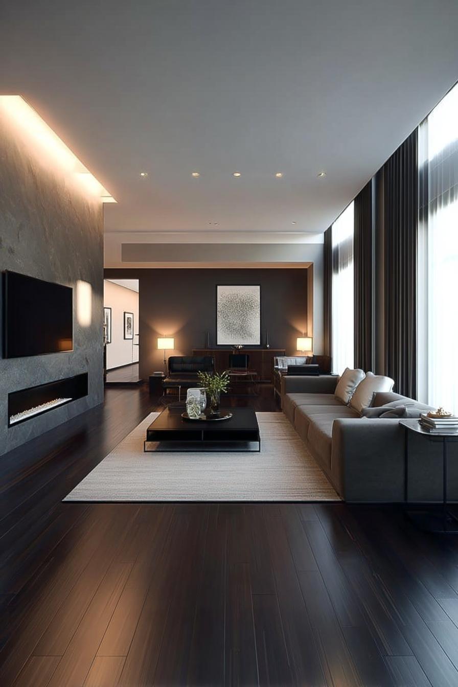 Arrange a Sleek Black Coffee Table As a Modern Sofa Anchor