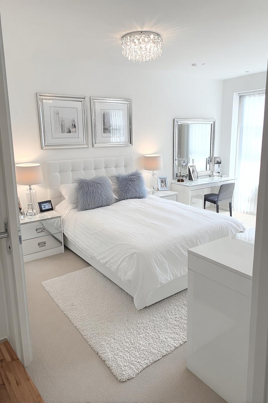 Arrange Fluffy Blue and White Accent Pillows For Playful Texture