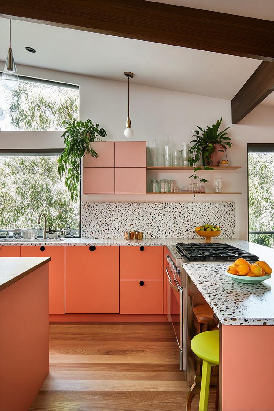 Arrange Fresh Greenery on Shelves For a Lively Backdrop
