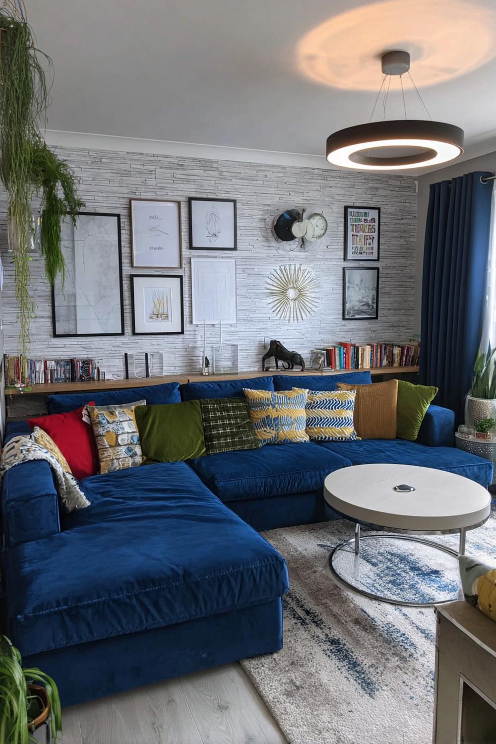 Arrange Graphic Throw Pillows to Energize a Colorful Seating Area