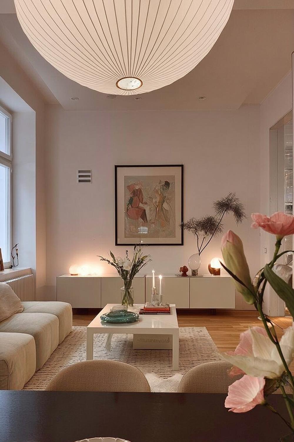 Arrange Pale Pink Florals For a Soft Cozy Living Room Touch