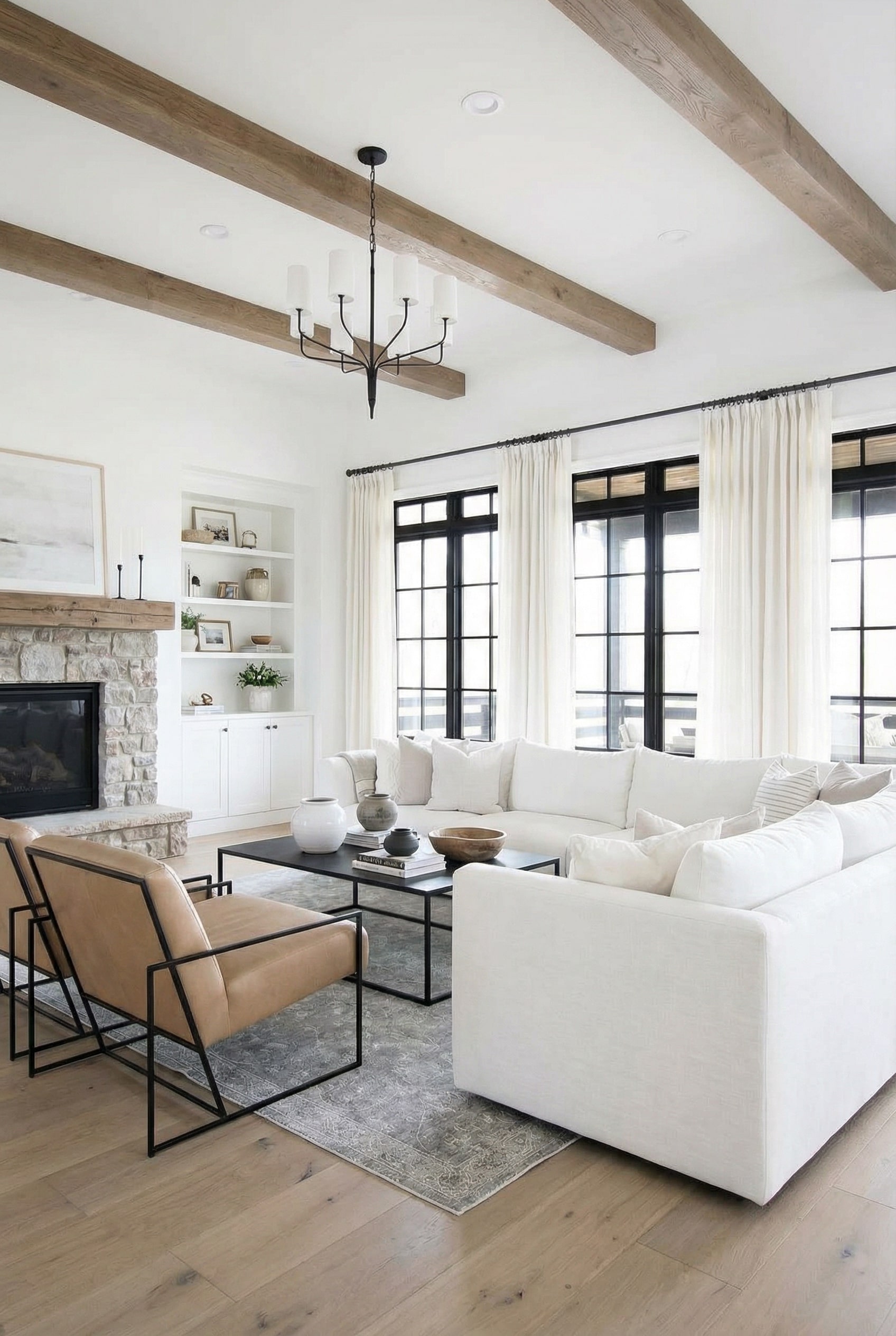 Arrange Tan Armchairs for a Modern Sofas Contrast