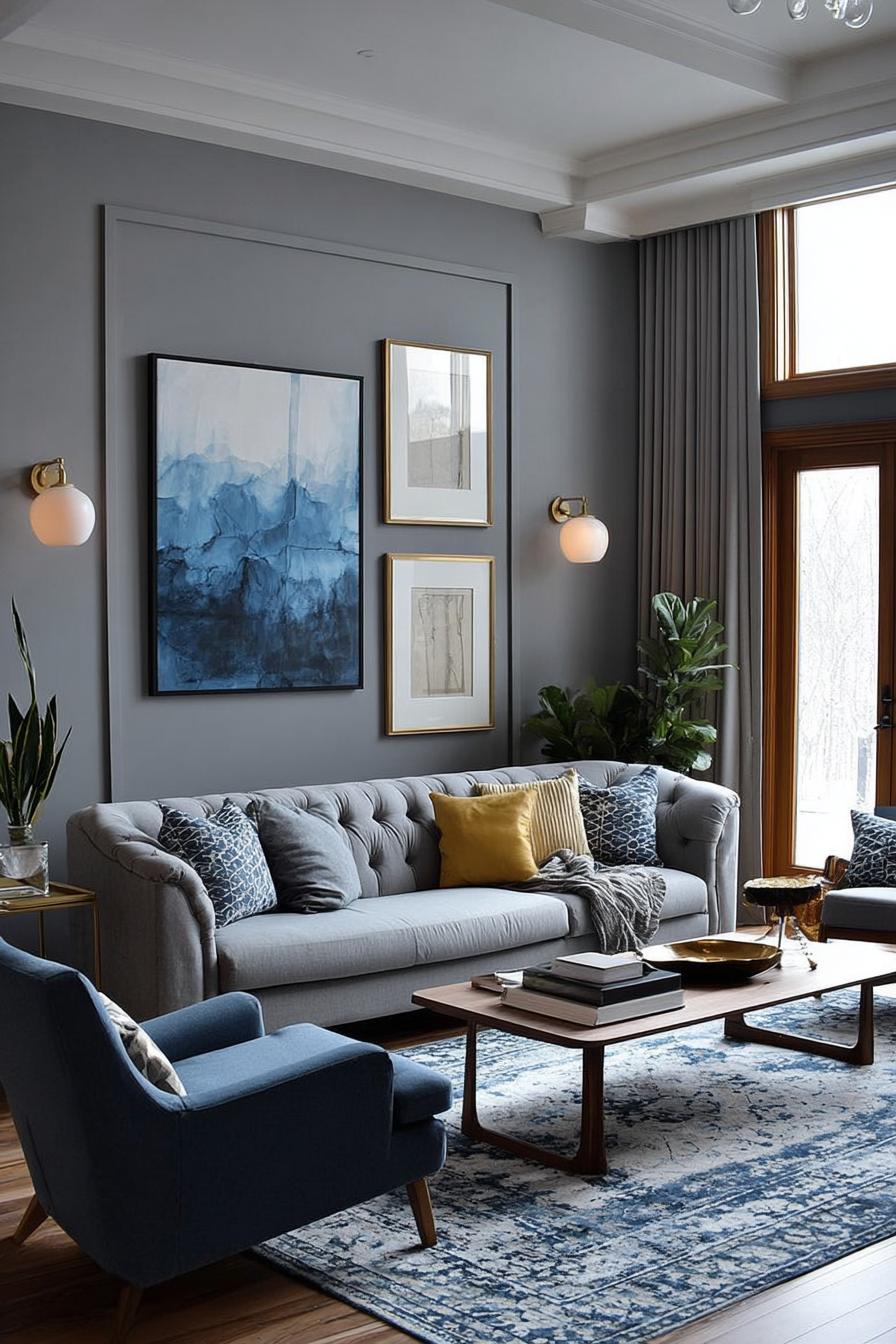 Balance Cool Tones with a Vibrant Yellow Accent Pillow