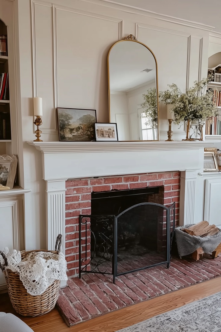 Balance Natural Baskets and Textiles for Inviting Mantle Ideas