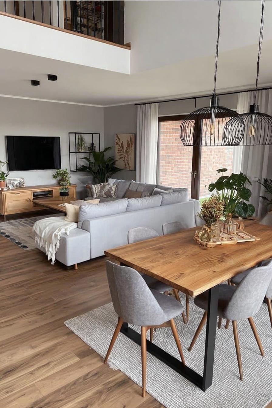 Balance Soft Gray Tones with Warm Wooden Furniture For Modern Decor