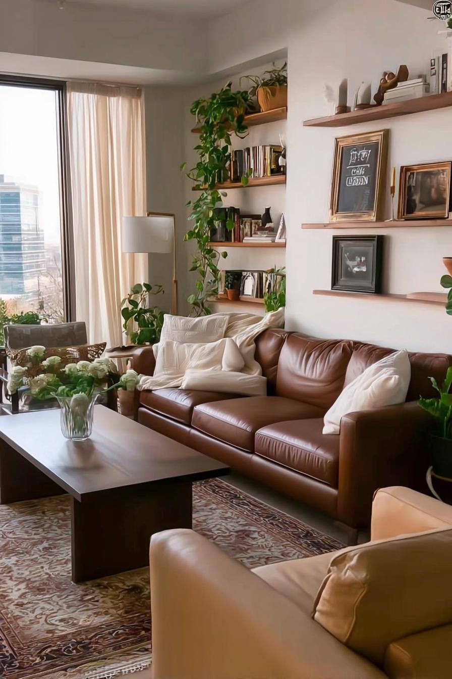 Boost Natural Warmth By Adding Indoor Plants Around Sofa