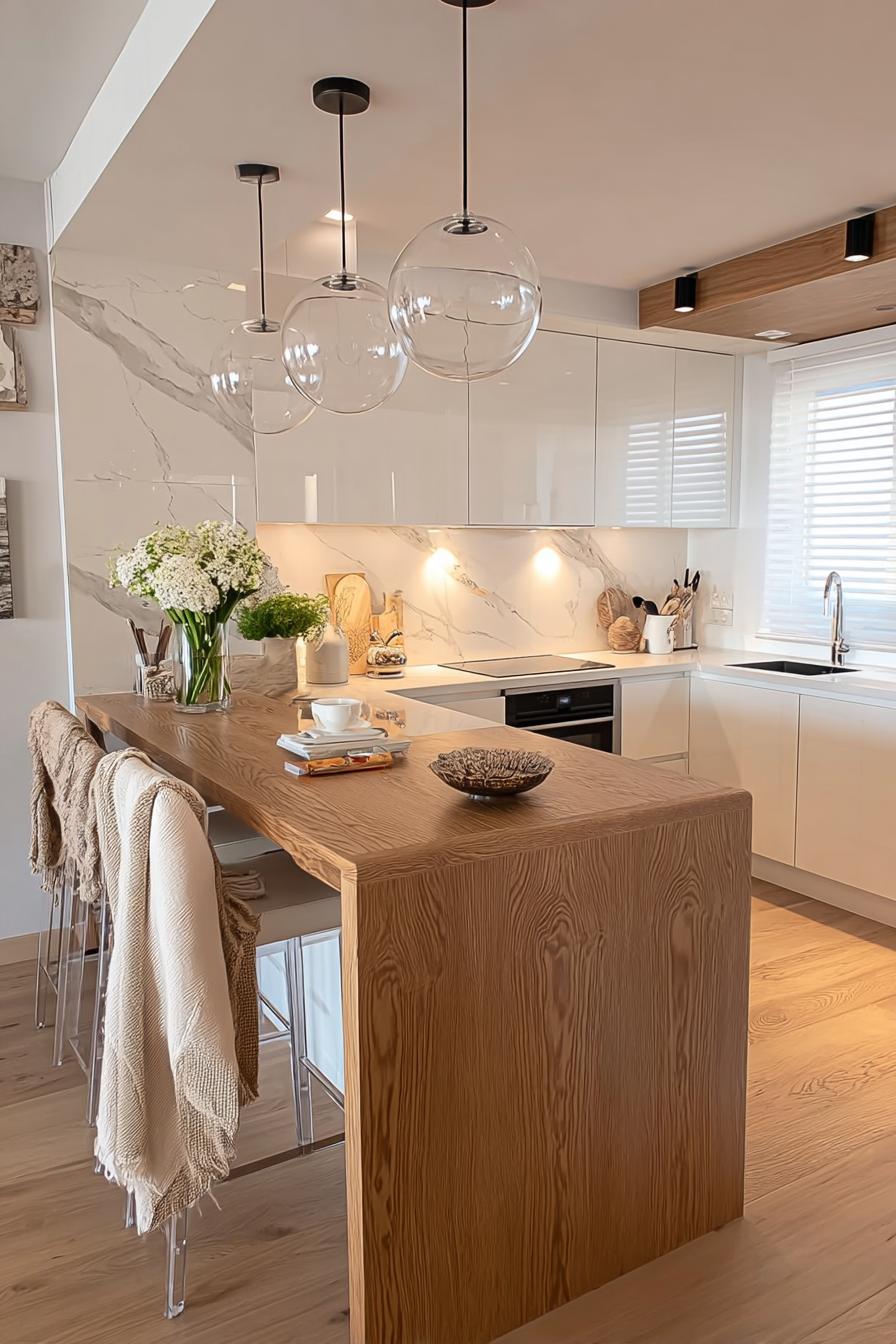 Bring Freshness to Your Kitchen Island with Flower Arrangements