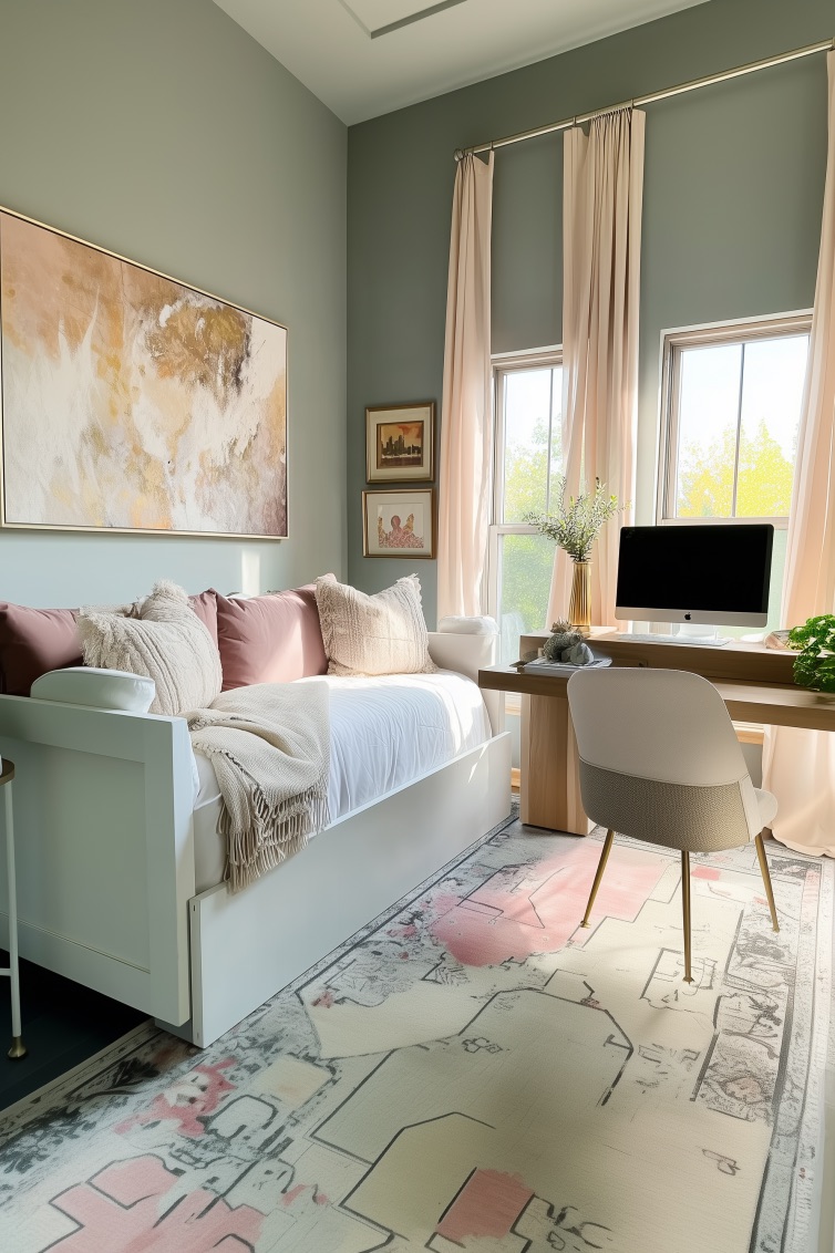 Bring Warmth to the Office with a Blush Area Rug