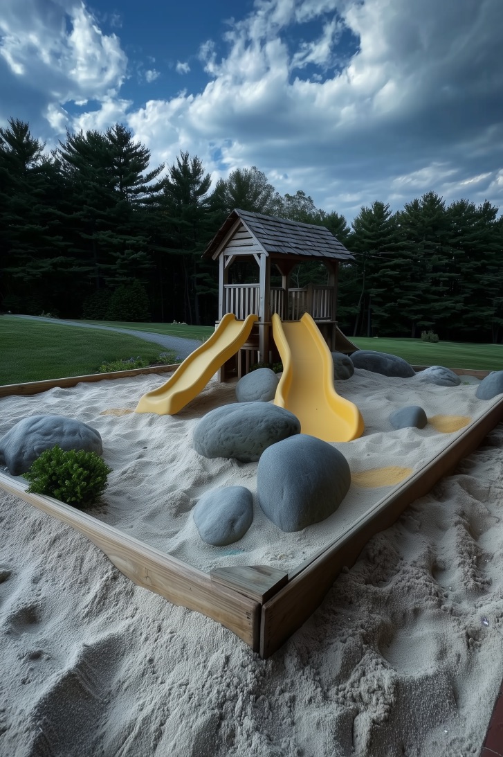 Build a Sandbox Under a Wooden Playhouse for Kids