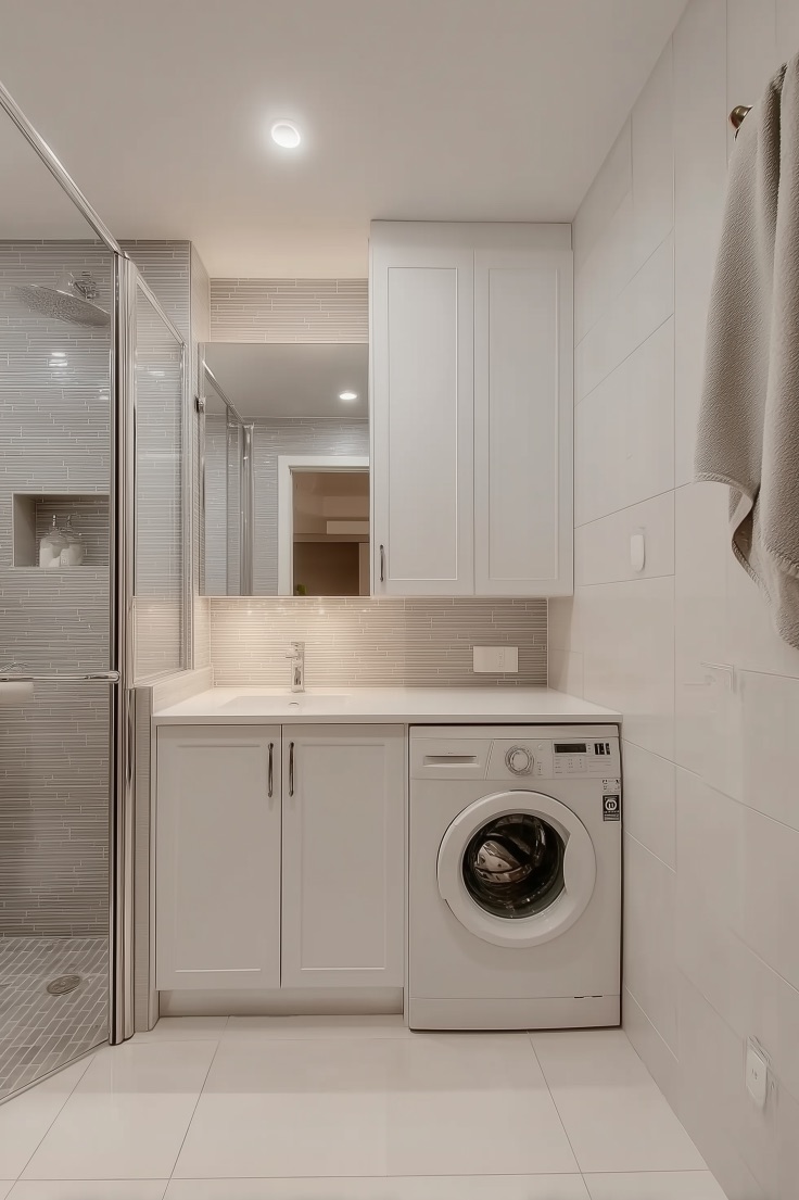 Combine Glossy Subway Tiles for a Fresh Modern with Washing