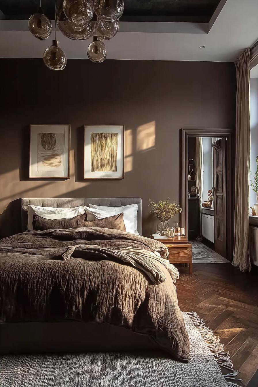 Contrast a Plush White Carpet Against Deep Brown Floors