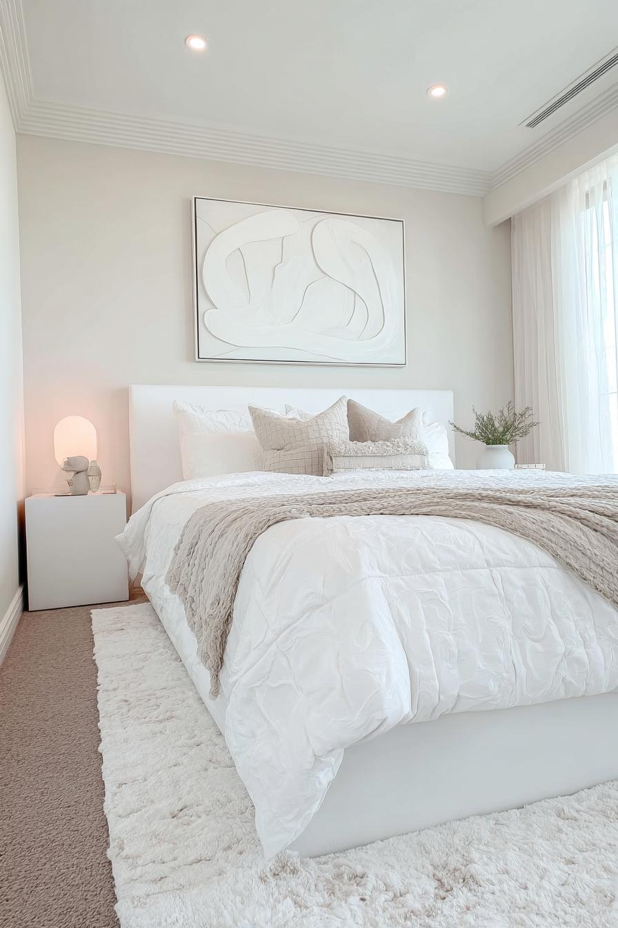 Contrast Crisp White Walls with a Textured Boho Throw