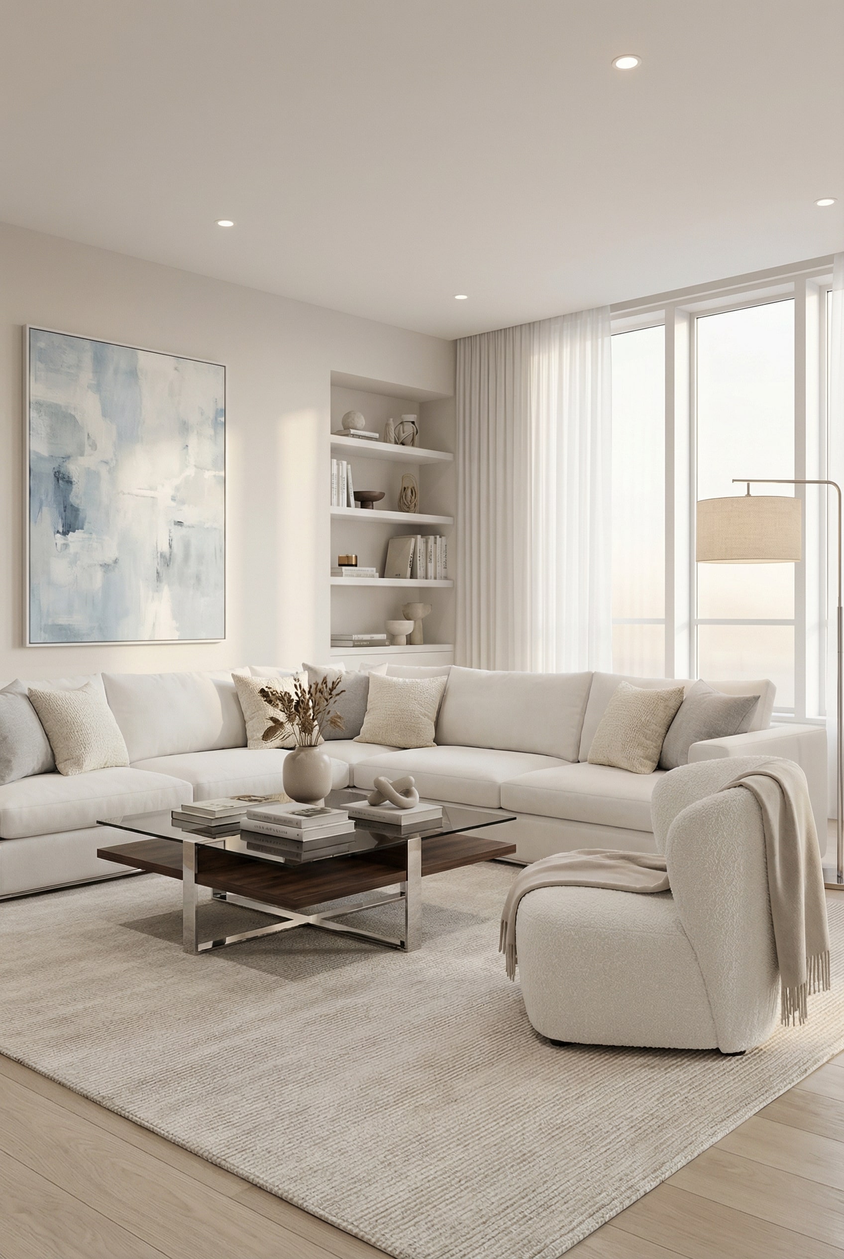 Contrast Soft Furnishings with Black and Chrome Coffee Table