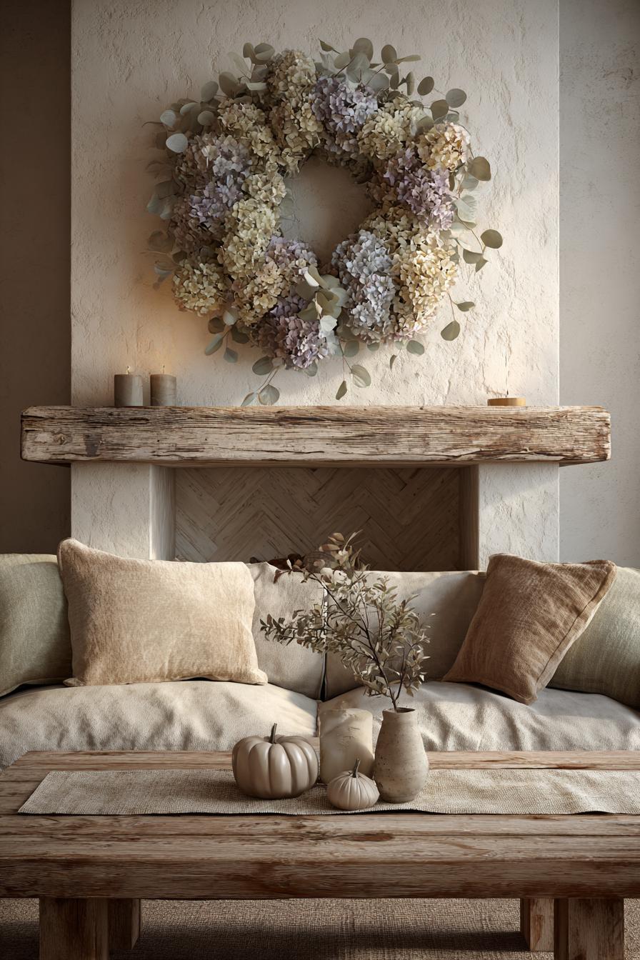 Craft Wreaths from Dried Hydrangeas and Eucalyptus