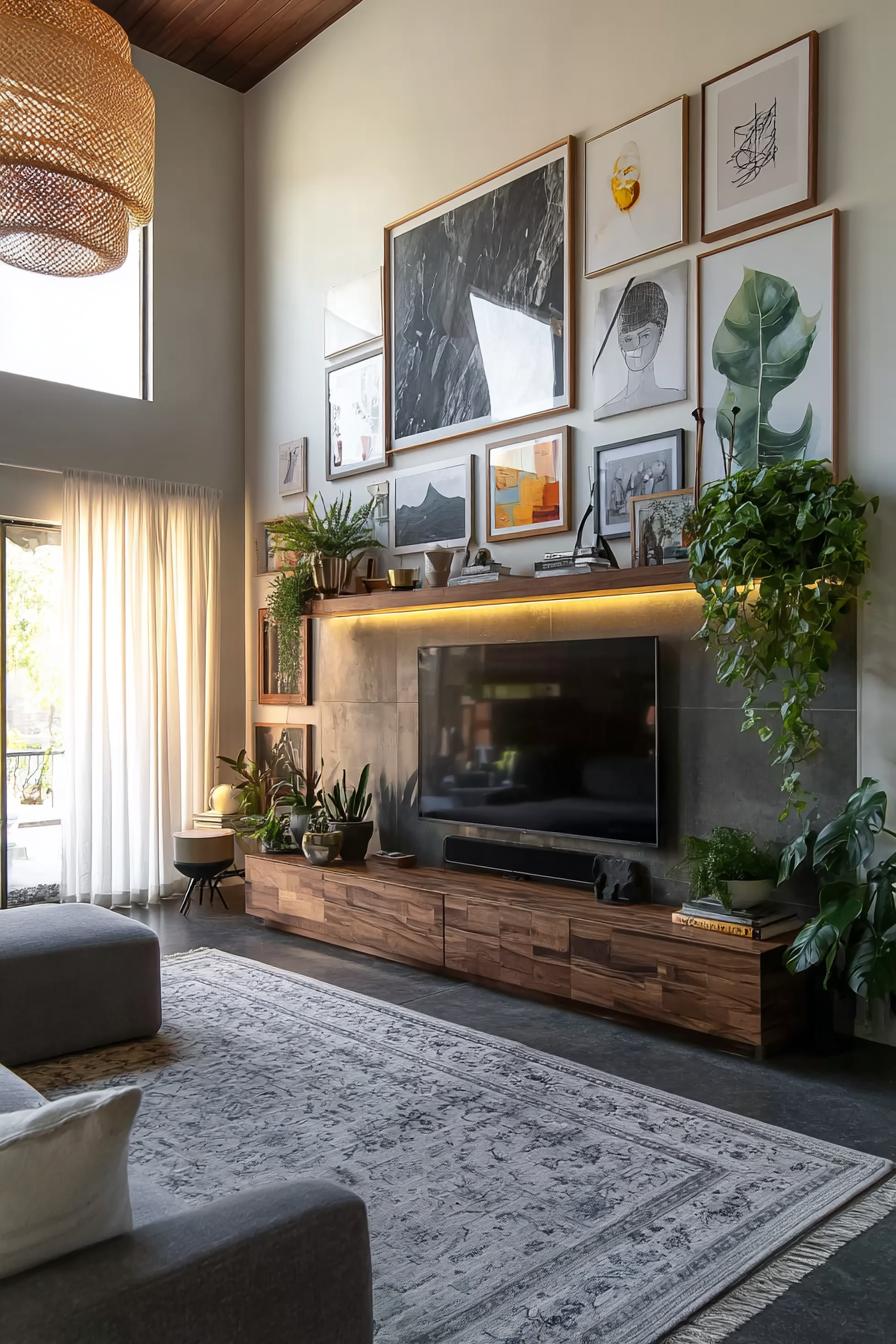 Create a Gallery Wall Above Tv For Unique Living Room Decor