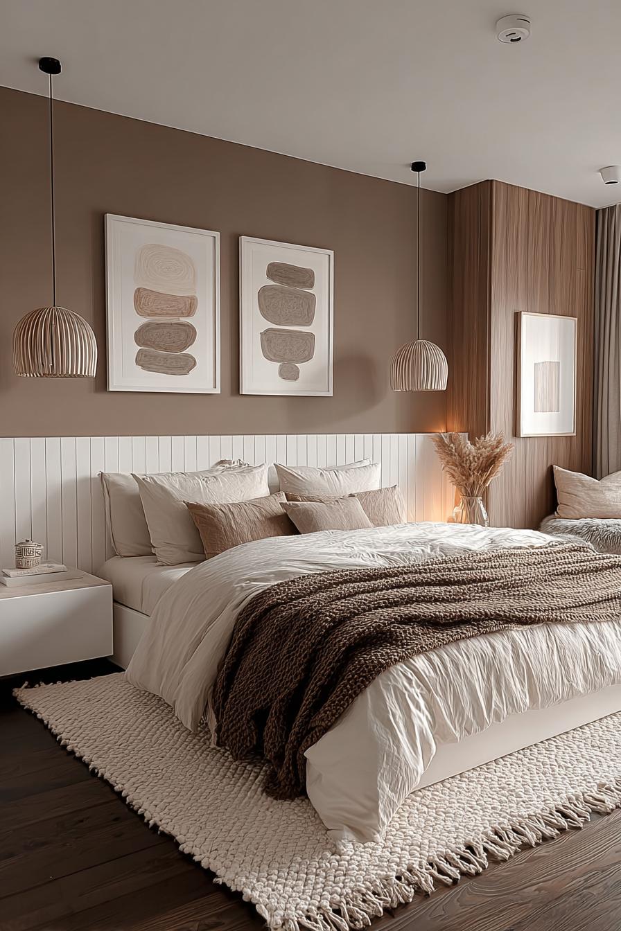 Define a Cozy Corner with a Layered Brown and White Rug