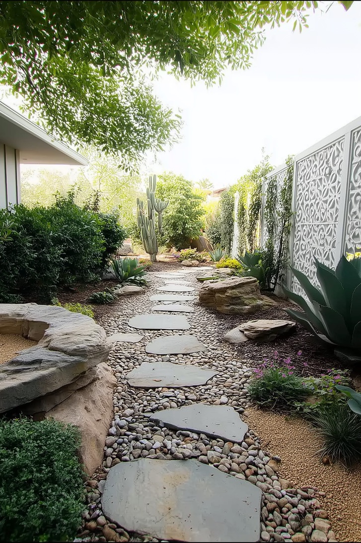 Define Path Sections with Large Rocks for a Distinctive Stepping Stones Design