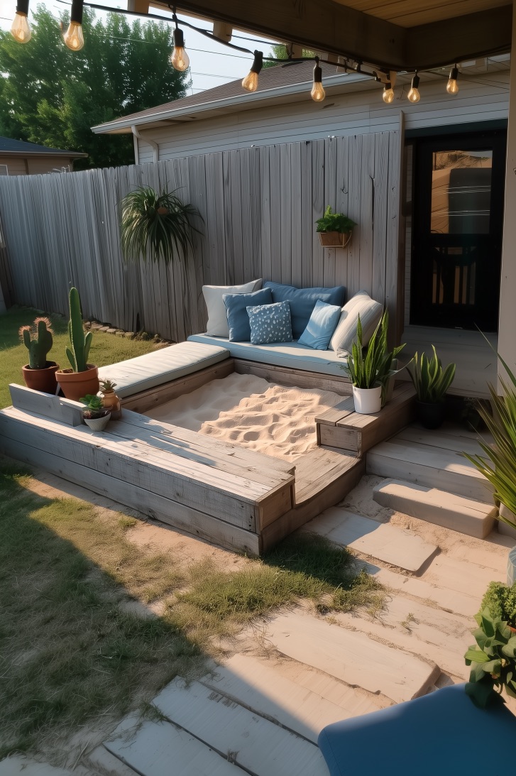Design a Cozy Sandbox Seating Area with Outdoor Cushions