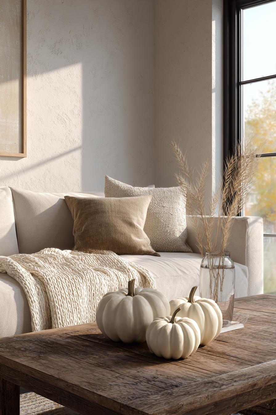 Design a Minimalist Fall Display with White Pumpkins