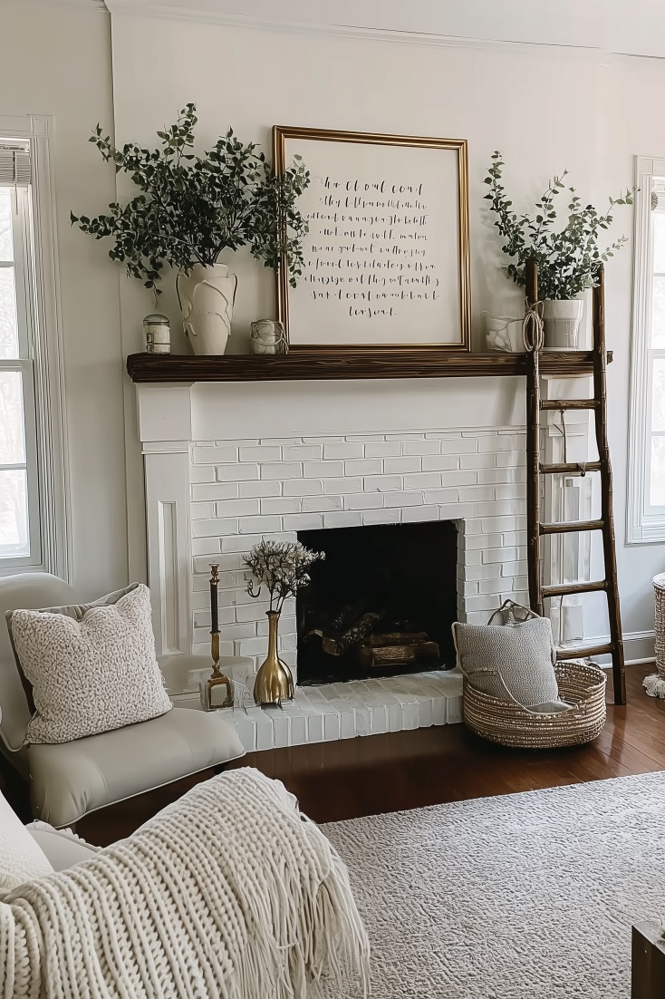 Display Framed Calligraphy Art for Elegant Mantle Ideas