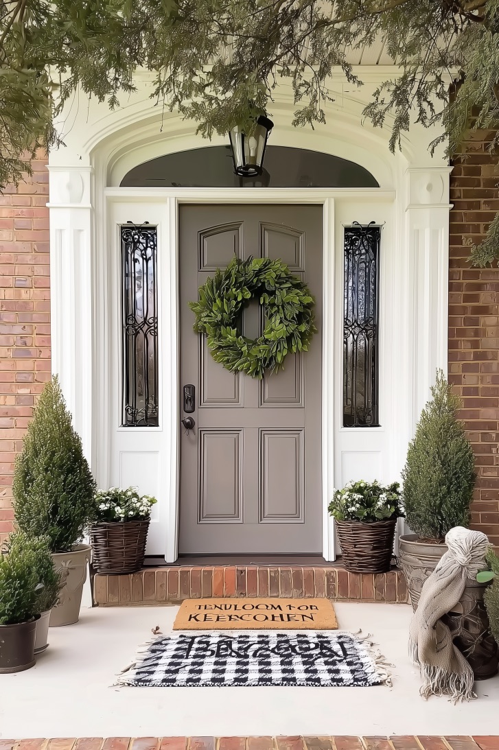 Display Potted Topiaries for Instant Front Porch Curb Appeal