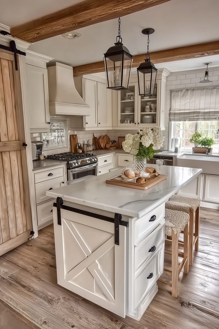 Dress Windows with Striped Roman Shades for Subtle Country Texture