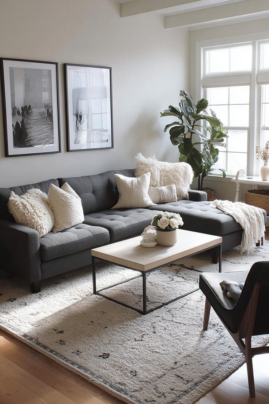 Elevate Cozy Decor with Layered Textured Pillows on Couch