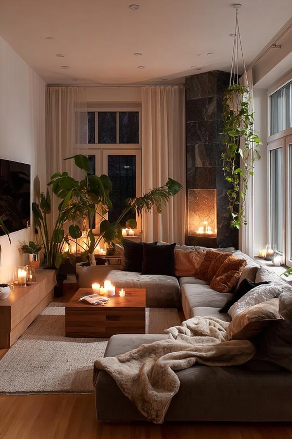 Elevate Cozy Living with Layered Candlelight in a Small Apartment