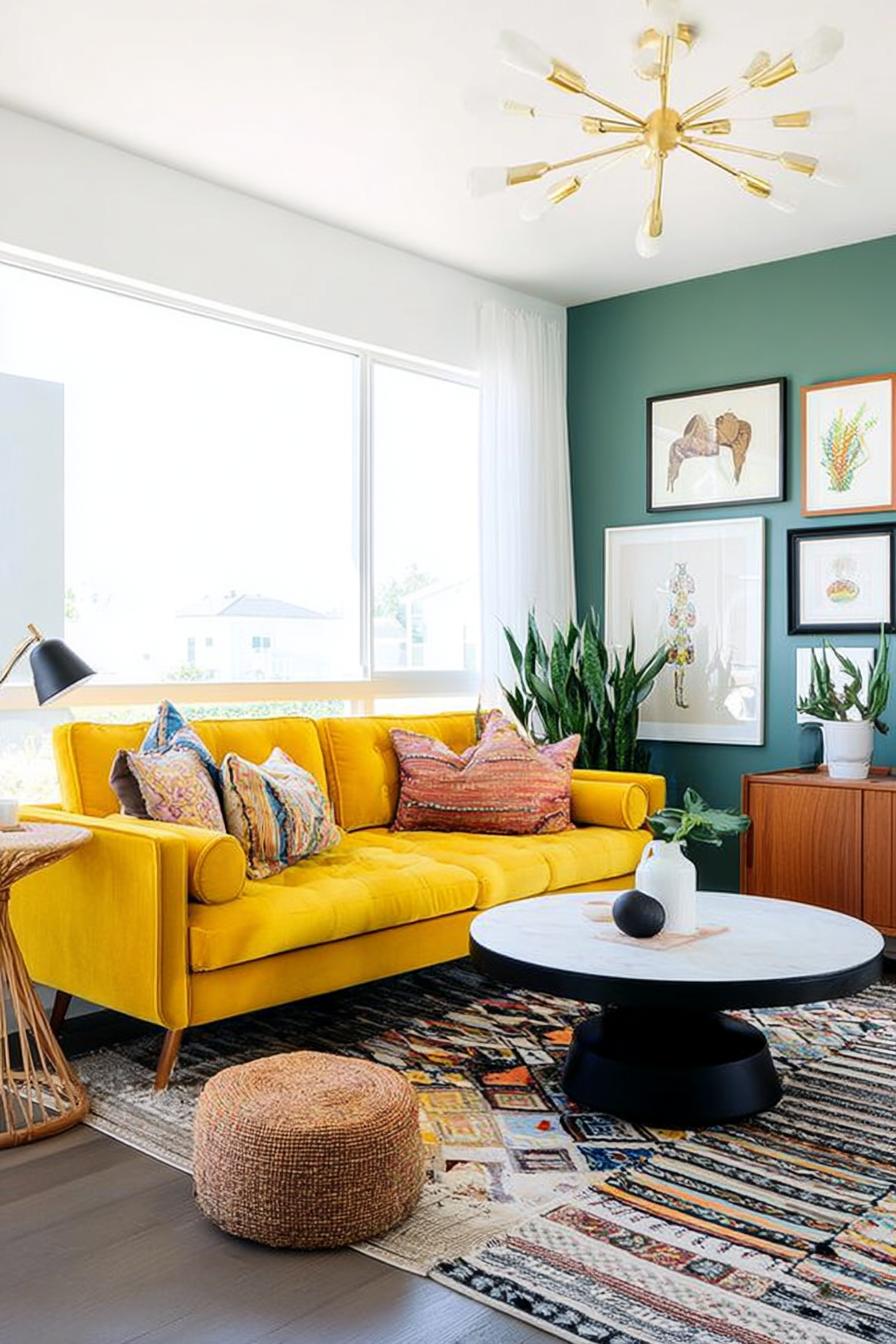 Elevate Living Room Ambiance with Retro Gold Chandelier