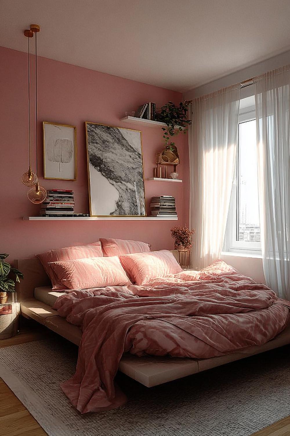 Emphasize Minimalist Floating Shelves For Pink and White Decor