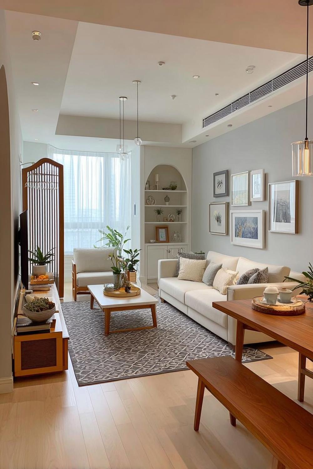 Emphasize Open Concept Flow with Wooden Dining Bench