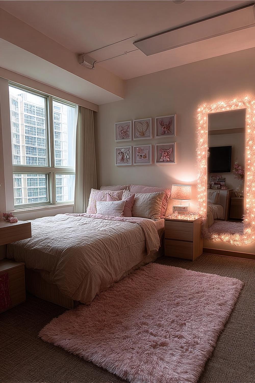 Enhance Bedroom Ambiance with Fairy Lights on Mirror For Cozy Decor