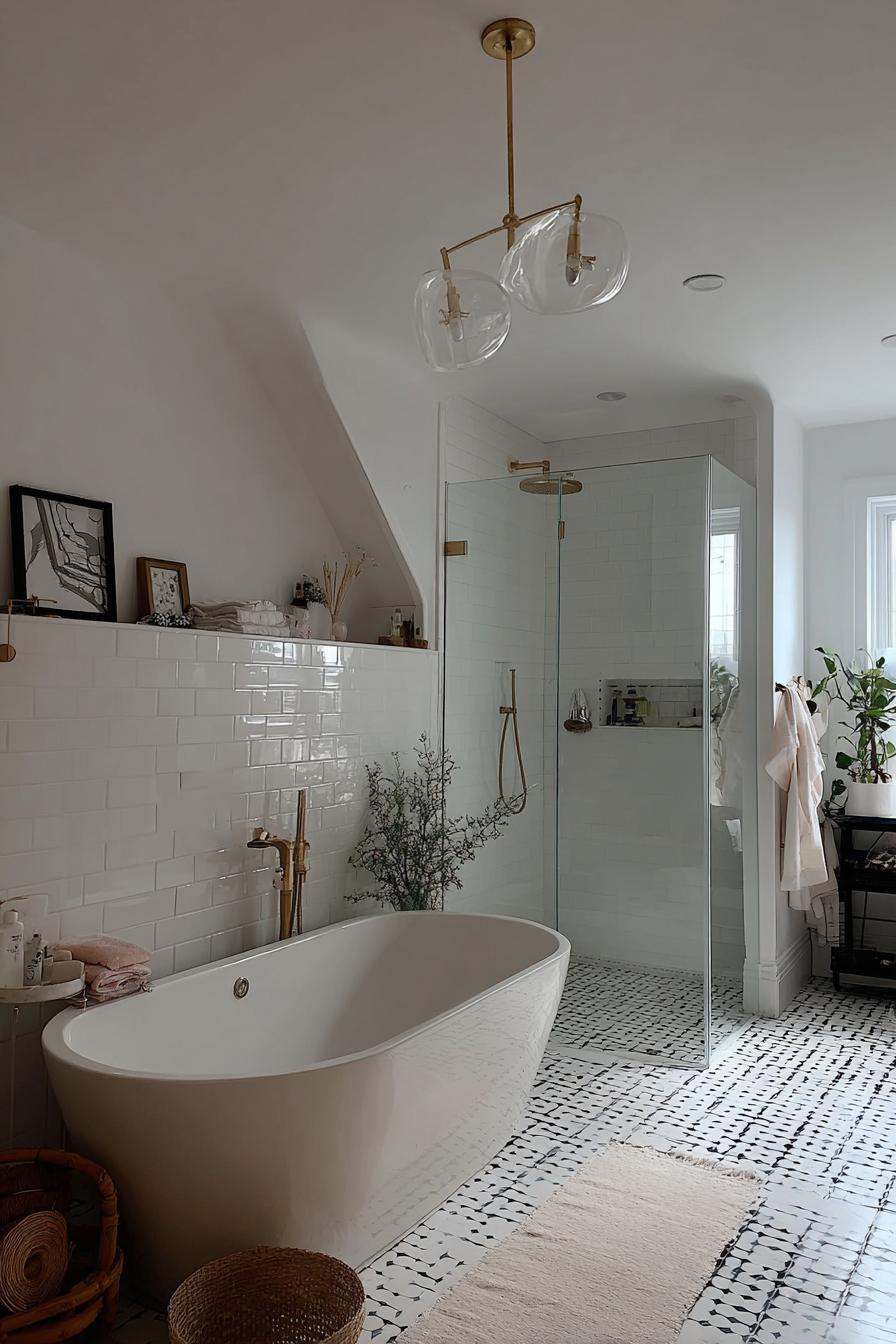 Feature a Freestanding Bathtub and Shower Combo in a Compact Layout