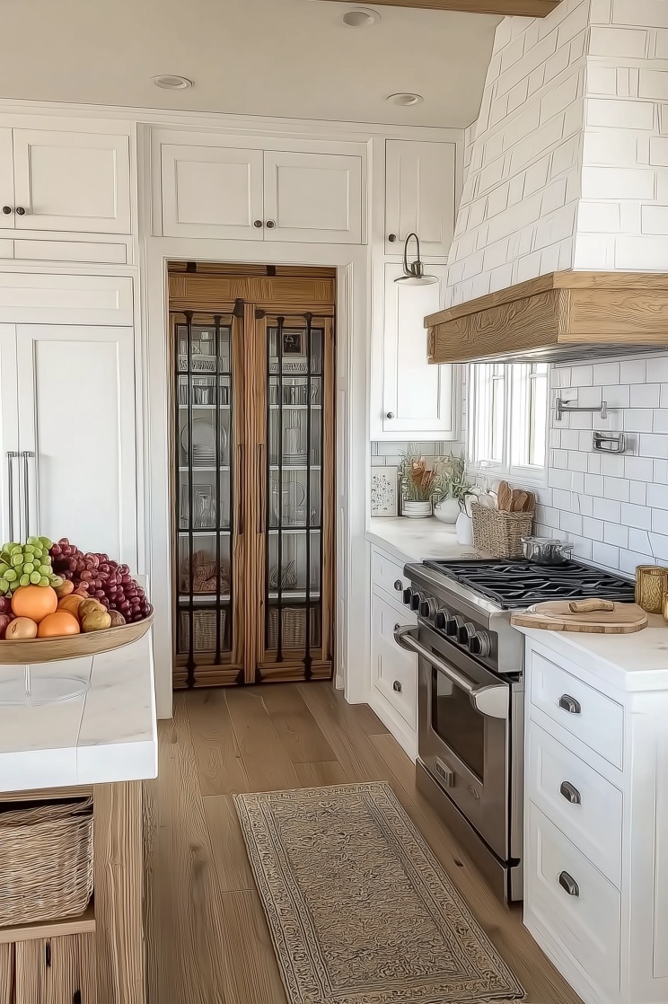 Feature a Glass Paneled Pantry Door for Unique Modern Flair