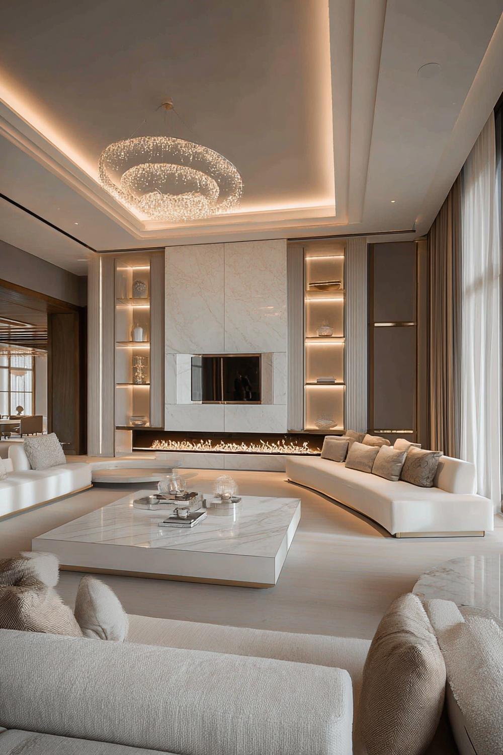 Feature a Sleek Built in Fireplace For Modern Living Room Luxury