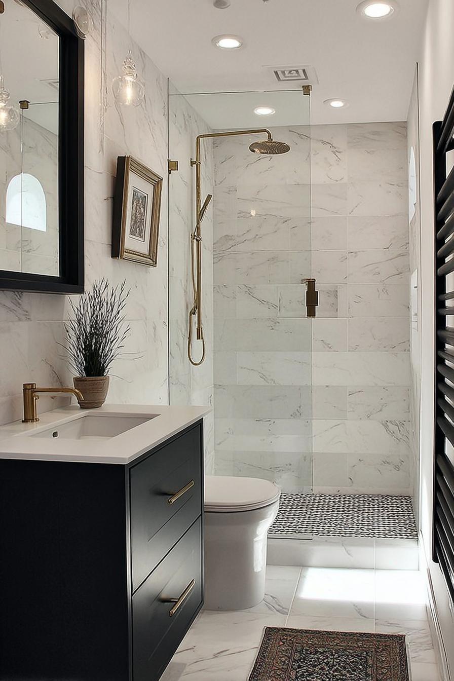 Feature Black Cabinets For Striking Black and White Contrast