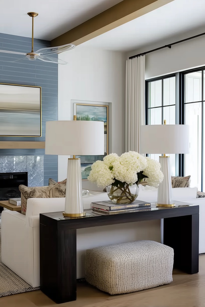 Frame a Window View with Sheer Curtains for Light Filled Living Room