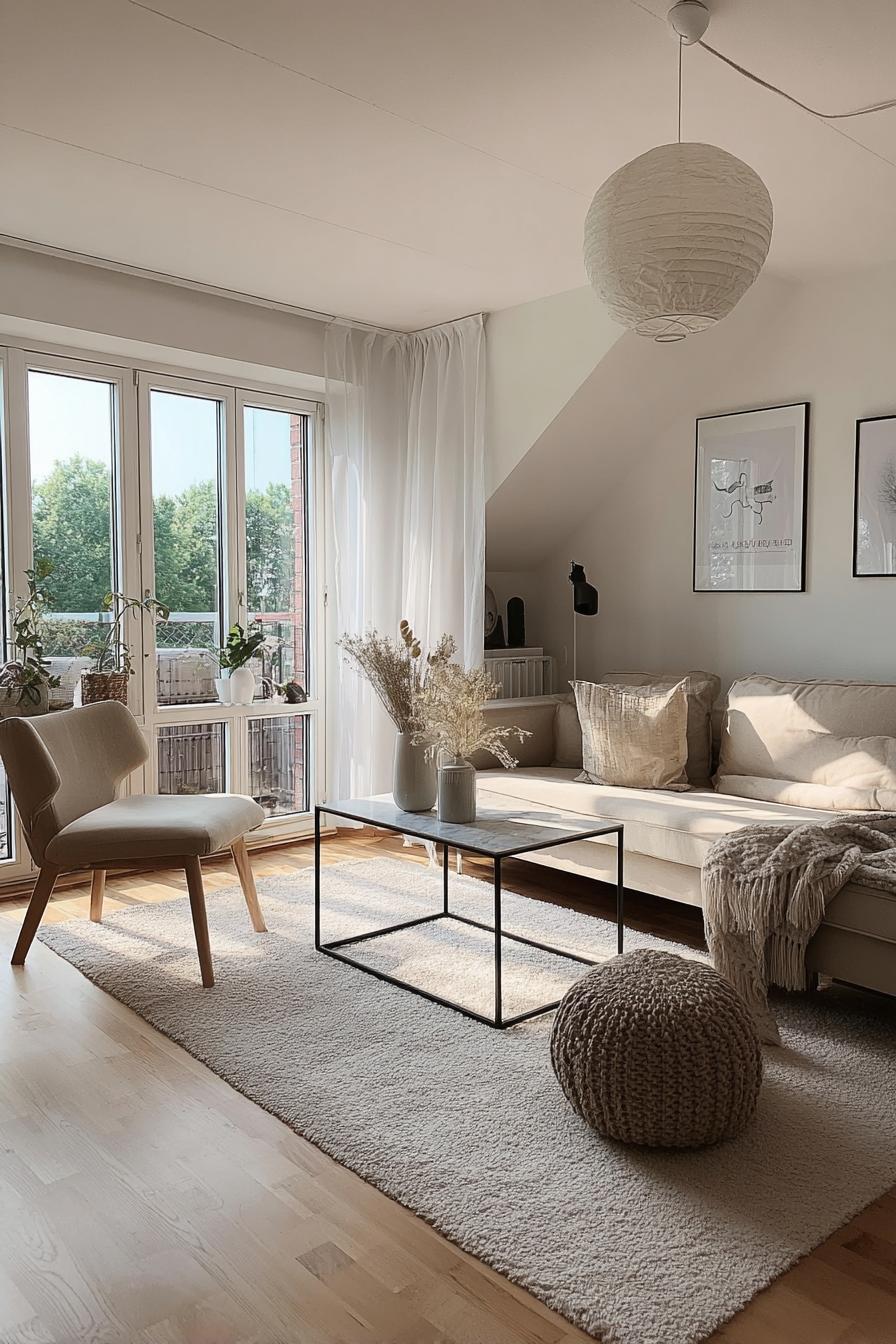 Frame Floor to Ceiling Windows with Sheer Curtains For Airy Apartment Feel