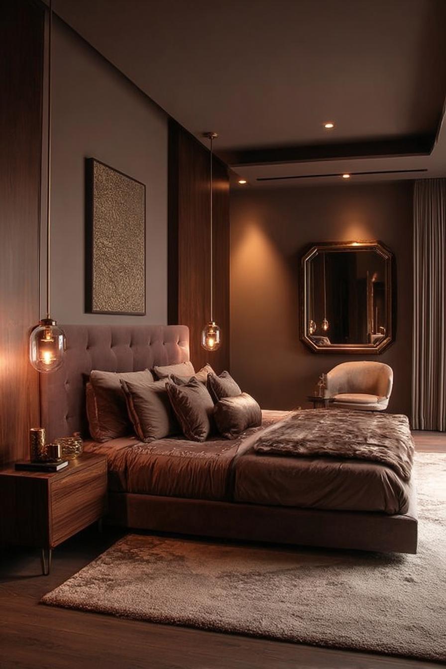 Frame the Bed with Dramatic Modern Pendant Lighting