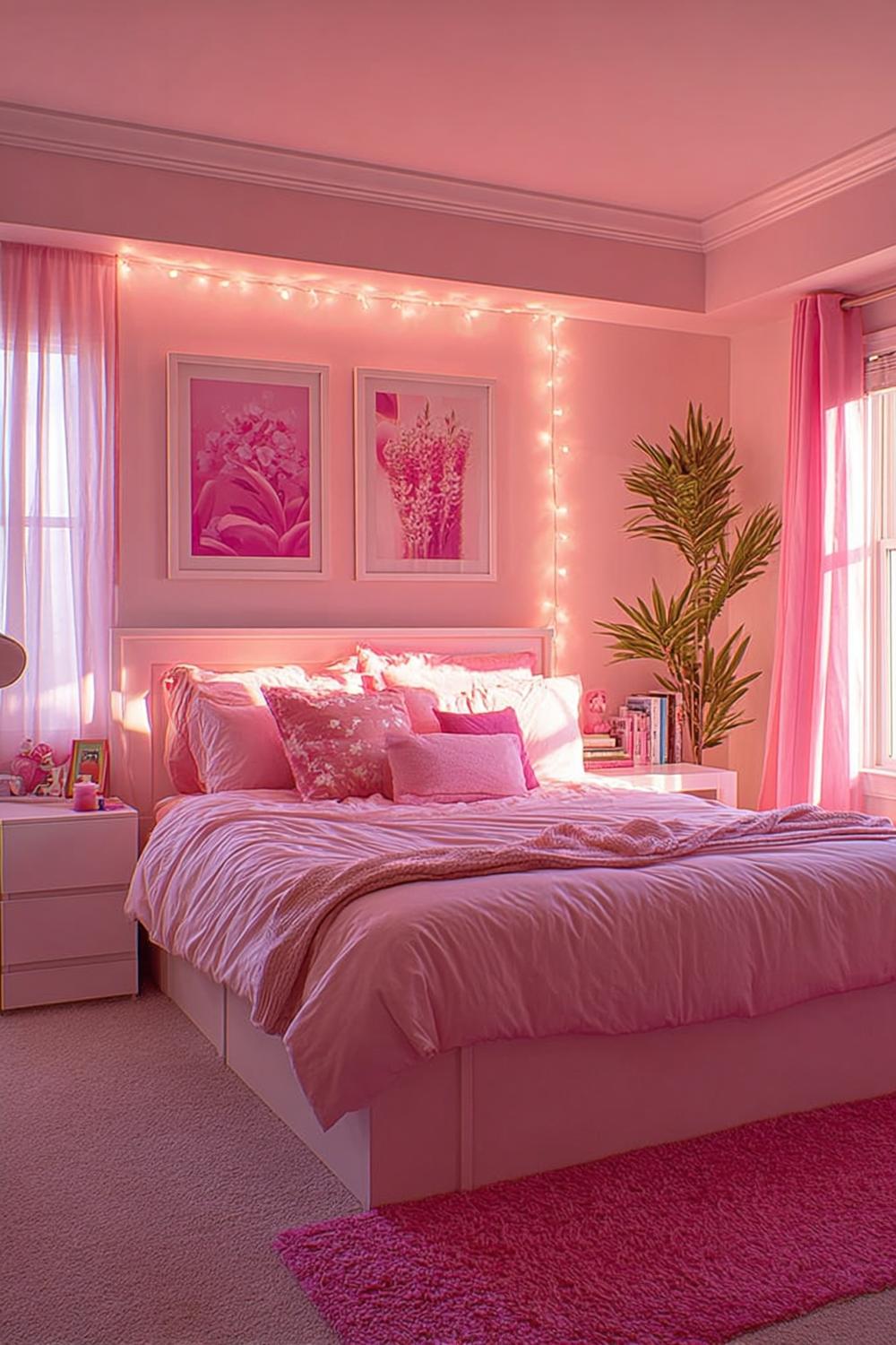 Frame the Bed with Soft String Lights For Cozy Ambiance
