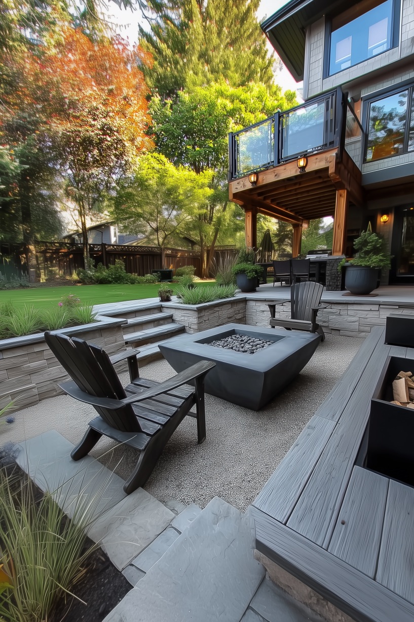 Frame the Fire Pit with Custom Square Pavers for Style