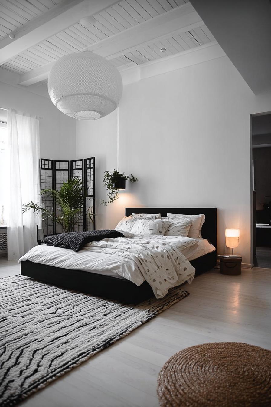 Frame the Sleeping Area with a Stylish Folding Screen